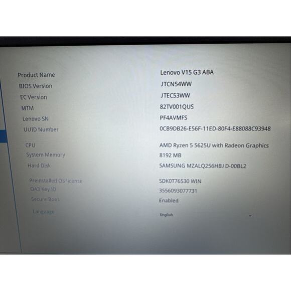 Lenovo V15 G3 ABA 82TV AMD Ryzen 5 5625U 2301Mhz RAM 8GB SSD 256GB AC ADAPTER - Picture 4 of 10